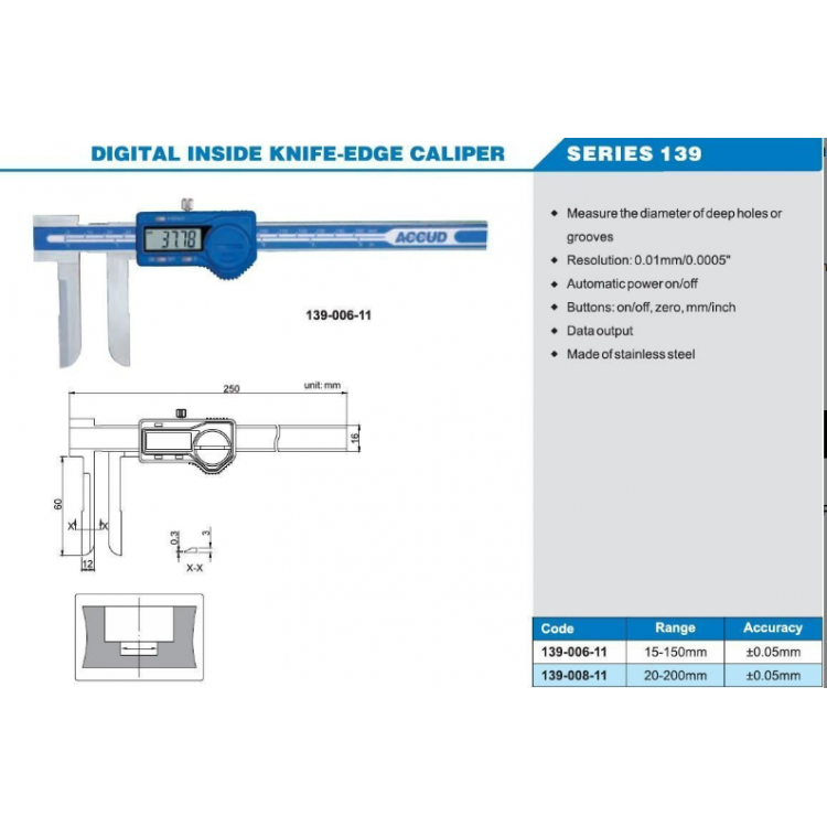 Accud Dijital Bıçak Ağızlı Kumpas 150mm | 139-006-11