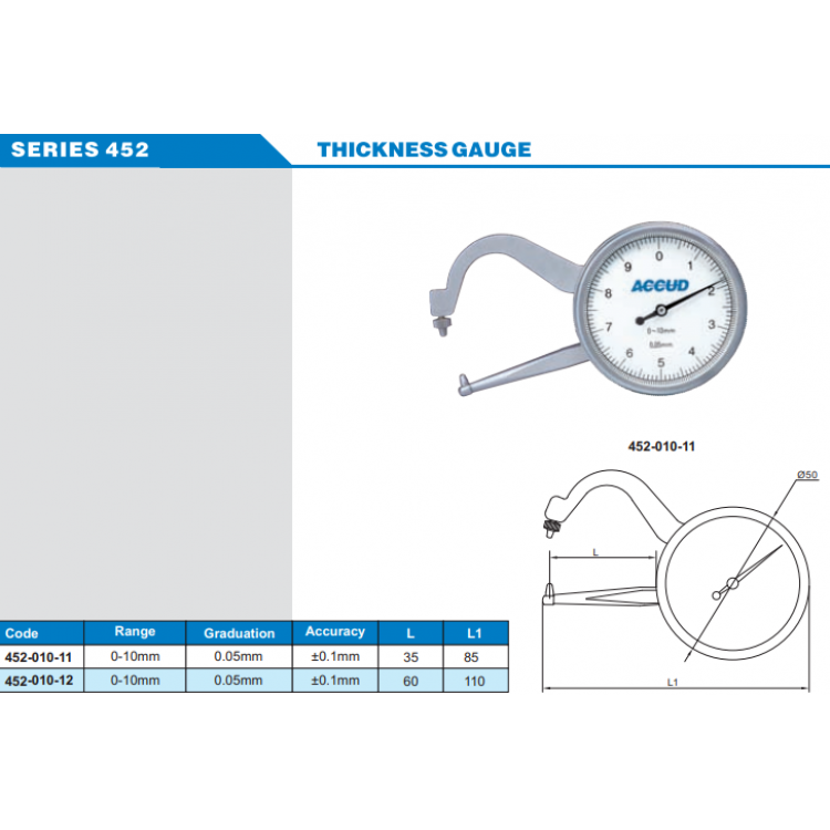 ACCUD Kalınlık Komparatörü 0-10mm | 452-010-11