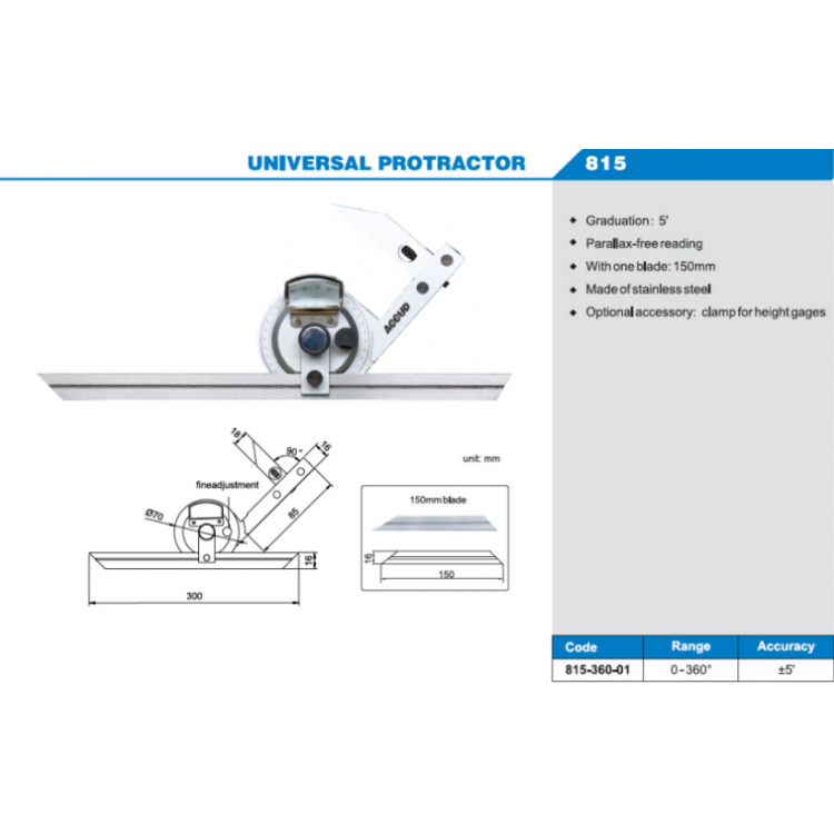 Accud Universal Açı Ölçer | 815-360-01