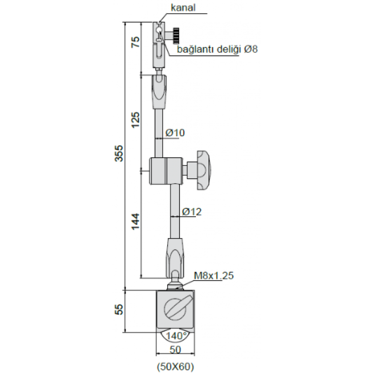 Accud Universal Manyetik Stand 80kgf / 283-080-01 