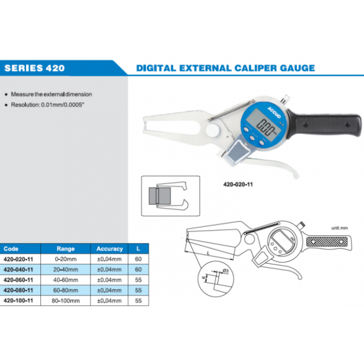 ACCUD Dijital Dış Çap Kanal Komparatörü 0-20mm  | 420-020-11